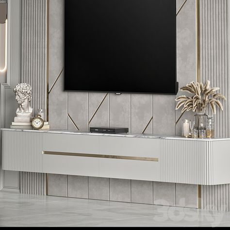 TV Wall 32 - TV Wall - 3D model Classic Tv Wall, Style Tv Unit, Lcd Unit, Lcd Units, Tv Backdrop, Kitchen Design 2024, Modern Tv Room, Modern Tv Unit Designs, Tv Unit Furniture Design