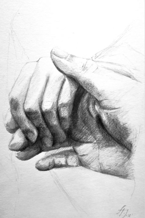 Drawing hands for practice sketch. 10x15 cm, 2018, Arta Indriksone Hands Holding Sketch, Sketch Hands Holding, Hand Holding Sketch, Holding Hands Sketch, Hands Holding Hands, Sketch Hands, Hands Sketch, Hand Hold, Drawing Hands