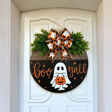 Temu | Explore the Latest Clothing, Beauty, Home, Jewelry & More Porta Halloween, Boo Door Hanger, Boo Door, Welcome Decoration, Festive Halloween Decor, Pumpkin Boo, Uhyggelig Halloween, Halloween Decor Diy, Labu Halloween