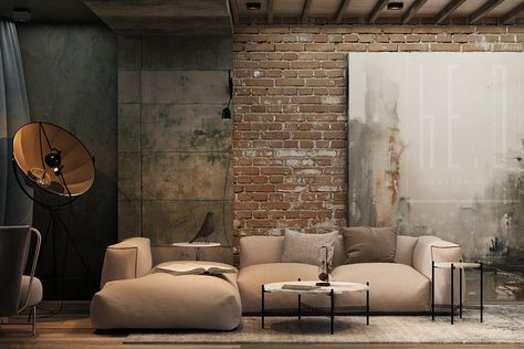 Industrial Scandinavian Interior, Urban Style Interior, Urban Apartment, Loft Interiors, Brick Walls, Scandinavian Interior Design, Loft Design, Scandinavian Interior, Small Apartment