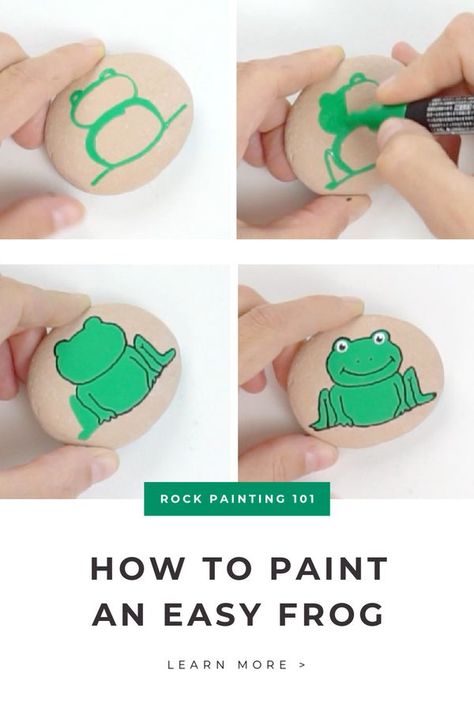 Rock Painting Tutorials | How to paint a Frog | Facebook Rock Painting Tutorials, Rock Tutorial, Frog Rock, Frog Painting, Rock Painting Supplies, Painting 101, Rock Painting Tutorial, Rock Videos, Easy Animals