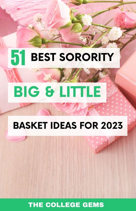 sorority big little basket ideas Gifts For Sorority Sisters, Sorority Sister Gifts, Big Little Basket Ideas Sorority Crafts, Sorority Gift Ideas, Rush Week Themes, Big Sister Sorority Gifts, Sorority Gift Baskets, Sorority Big Little Reveal Theme, Sorority Little Gifts