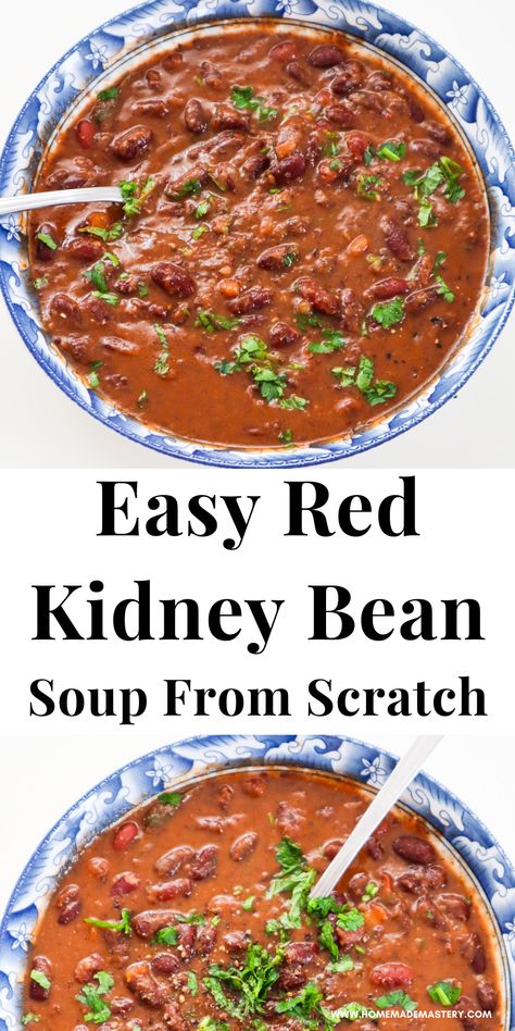 Red Kidney Bean Soup From Scratch - Homemade Mastery Kidney Bean Dishes, Red Kidney Bean Soup, Red Kidney Bean Recipes, Kidney Bean Recipes, Kidney Bean Soup, Small Red Beans, Recipes With Kidney Beans, Red Bean Soup, Bean Soup Recipe