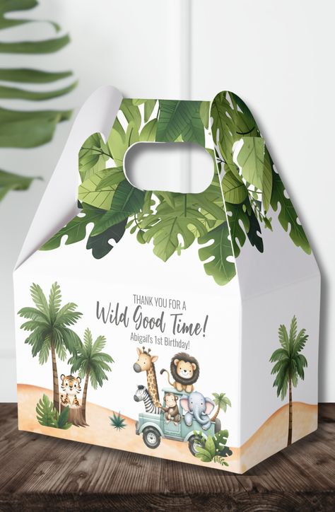 Safari Wild One 1st Birthday Party Favor Boxes Safari Goodie Bags, Wild One 1st Birthday Party, Lion Birthday Party, Safari Wild One, Wild One 1st Birthday, 1st Birthday Party Favors, Safari Jeep, Lion Birthday, 1st Birthday Party Themes