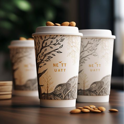 Milk Tea Cups Packaging Design | Nut Milk Tea Packaging | Tea Cups Packaging | Coffee Cup Design | Premium Eco Friendly Coffee Cups | Organic Packaging | Branding Design Packaging | Drinks Packaging Design | Packaging Design | Packaging Design Ideas | Created by #MidjourneyAI, #Midjourney #aiart #art #ai #artificialintelligence #machinelearning #aiartcommunity #aibranding Paper Coffee Cup Design Ideas, Coffee Cup Design Ideas, Milk Tea Cup Design, Milk Tea Packaging, Cups Packaging, Cafe Branding Design, Clapper Board, Drinks Packaging, Packaging Design Ideas