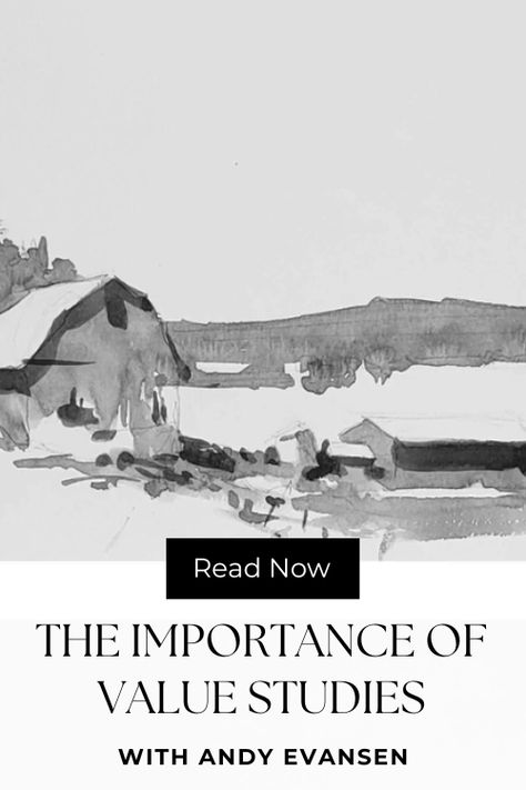 A value study helps artists establish a strong composition. By simplifying the scene into basic light and dark shapes, artists can identify the focal points and create a sense of balance within the painting. Learn more on this from Andy Evansen! --> Andy Evansen Value Study, Watercolor Value Study, Andy Evansen Watercolors, Value Studies, Andy Evansen, Practice Watercolor, Watercolor Composition, Value Study, Value Painting