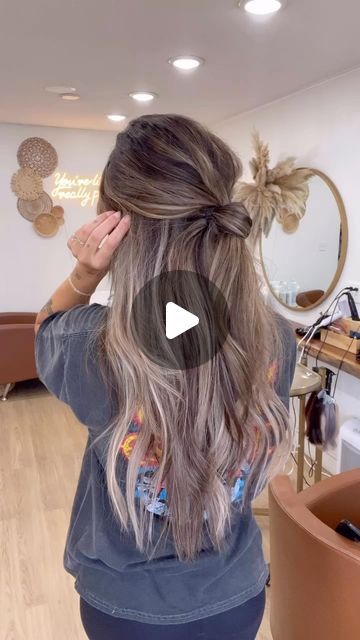 Half Up With Extensions, Hair With Extensions Hairstyles, Half Up Half Down With Extensions, Half Up Half Down Hair With Extensions, Styling Hair With Extensions, Halo Extensions Hairstyles, How To Style Hair With Extensions, Hair Extensions Brunette, Half Up Half Down Straight Hair