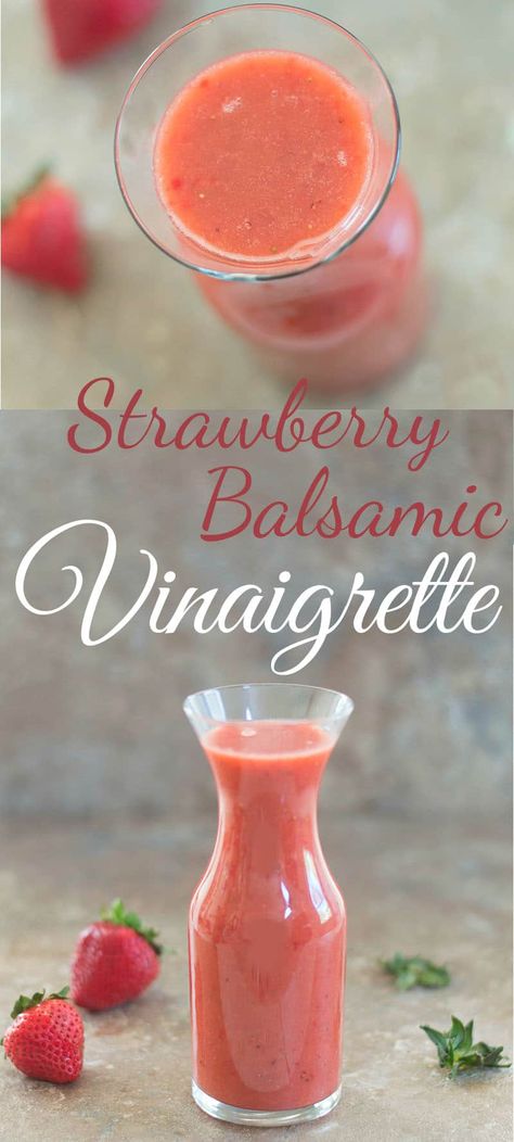 Strawberry Balsamic Vinaigrette Dressing Fruit Salad Dressing, Healthy Dressings, Strawberry Vinaigrette, Salad Recipes Lunch, Healthy Dressing, Dressing For Fruit Salad, Recipe Lunch, Balsamic Vinaigrette Dressing, Lunch Salad