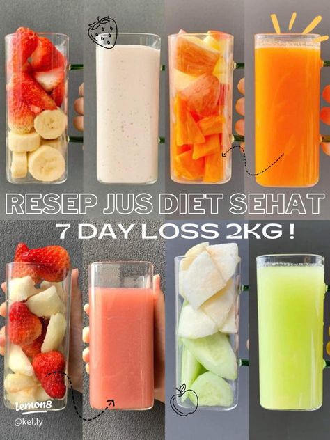 Jus Diet, Easy Breakfast Smoothies, Healthy Juicer Recipes, Diet Sehat, Resep Smoothie, Healthy Juice Drinks, Fruit Smoothie Recipes Healthy, Recipes Healthy Breakfast, Smoothie Recipes Healthy Breakfast