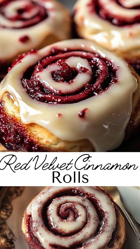 These red velvet cinnamon rolls are the perfect way to enjoy a cozy fall breakfast. With their rich red velvet flavor and gooey cinnamon swirls, they’re a decadent treat for chilly mornings or special occasions. A must-try fall dessert or breakfast! Cinnamon Red Hots Recipes, Red Velvet Breakfast, Cinnamon Roll Flavor Ideas, Red Velvet Cinnamon Rolls Recipe, Flavored Cinnamon Rolls, Christmas Morning Cinnamon Rolls, Christmas Cinnamon Rolls, Red Velvet Cinnamon Rolls, Cinnamon Swirls