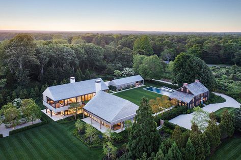 Cove Hollow Farm: A harmonious blend of historic charm and modern luxury, designed by LaGuardia Design Group in Suffolk County, NY. Luxury Farm, Brick Chimney, Shingle Siding, Grasses Landscaping, Landscape Architects, Custom Pools, Structure Design, Outdoor Oasis, Landscape Architect