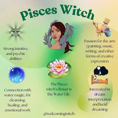 Witch Zodiac Signs, Pisces Witchcraft, Pisces Witch, Pisces Lover, Astrology Basics, Wiccan Sabbats, All About Pisces, Pisces Quotes, Astrology Pisces