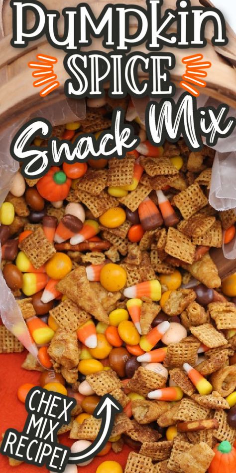 Pumpkin Spice Trail Mix Recipes, Pumpkin Trail Mix Recipes, Pumpkin Spice Chex Mix Recipe, Cereal Mixes, Fall Chex Mix Recipes, Pumpkin Spice Snack Mix, Pumpkin Spice Snack, Cinnamon Queen, Chex Mix Recipes Sweet