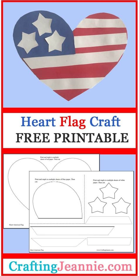 Memorial Day Craft Ideas For Preschoolers, Memorial Kids Crafts, Heart Flag Craft, Memorial Day Craft Preschool, Memorial Day Arts And Crafts For Kids, Memorial Day 1st Grade, Flag Day Activities For Toddlers, Memorial Activities For Kids, Preschool Flag Crafts