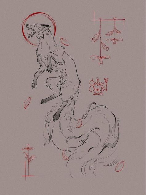 Back Fox Tattoo, Angry Fox Tattoo, Kitsune Japanese Tattoo, Linework Cat Tattoo, Fox Tattoo Japanese, Fox Drawing Tattoo, Kitsune Sketch, Fox Tatoos, Kitsune Tattoo Design