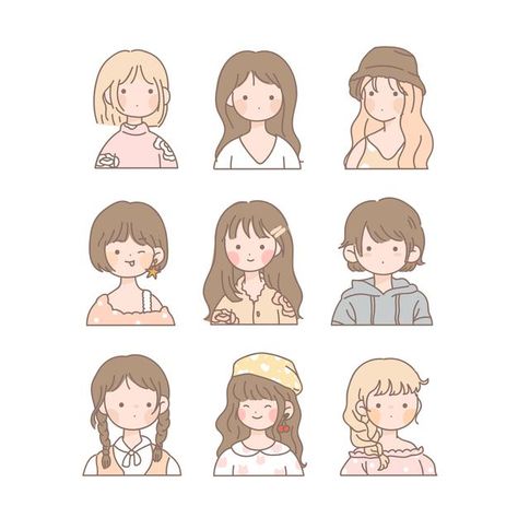 Cute Mini People Drawings, Cute Person Drawing Cartoon, Cute Cartoon People Drawings, Cute Doodles Of People, Cute Woman Drawing, Different Styles Of Drawing People, Cute People Illustration, Cute Cartoon Style, Cute Girl Drawing Cartoon