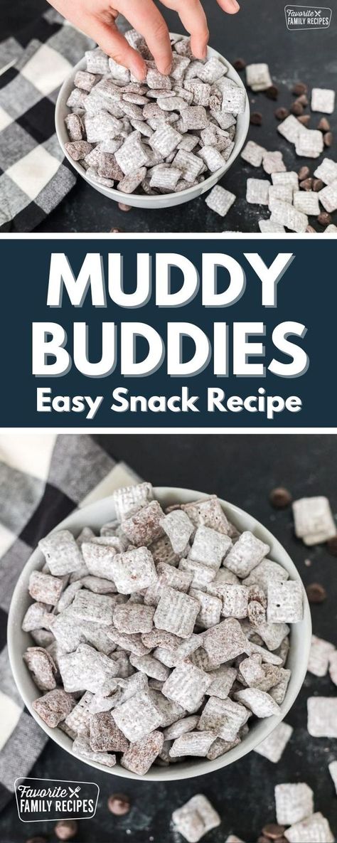 Muddy Buddies are super easy to make and they taste great. These 15-minute crunchy and satisfying Classic Muddy Buddies are made with Chex Mix cereal, peanut butter, chocolate, and powdered sugar. They’re always a hit at potlucks - and you’ll be the hit of your next party when you bring them along! Chex Muddy Buddies Recipe, Easy Potluck, Muddy Buddies Recipe, Muddy Buddy, Chex Mix Recipes, Muddy Buddies, Chex Mix, Easy Snack Recipes, Peanut Butter Chocolate