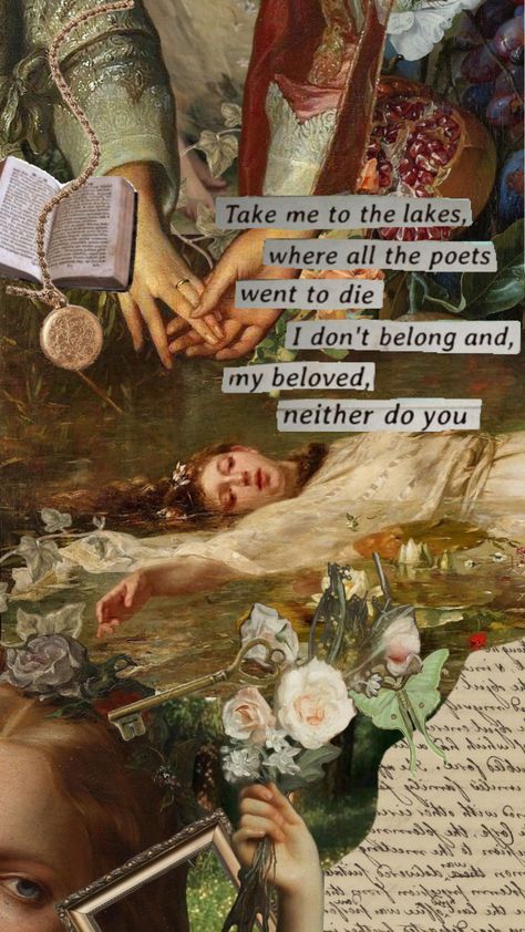 #ophelia #opheliaaesthetic #hamlet #wallpaper #aesthetic #artsy #poetry #shakespeare #aestheticwallpaper #aestheticgirl #sadgirl #painting #floral #vibes #sadvibes Ophelia Core Aesthetic, Shakespeare Aesthetic Art, Hamlet Aesthetic Wallpaper, Hamlet Wallpaper, Wuthering Heights Aesthetic Wallpaper, Ever After Aesthetic, Ophelia Hamlet Aesthetic, Surreal Poetry, Literature Wallpaper Aesthetic