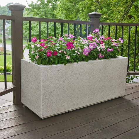 PolyStone Milan Tall Modern Outdoor/Indoor Rectangular Trough Planter, 46" W x 19" H, Lightweight, Heavy Duty, Weather Resistant, Polymer Finish, Commercial and Residential (White Granite) #ad As an Amazon Associate I earn from qualifying purchases. Trough Planter, Trough Planters, White Granite, Gardening Supplies, Planter Boxes, Outdoor Indoor, Modern Outdoor, Backyard Pool, Lawn Garden