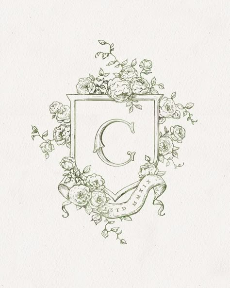 Floraison Design Co. on Instagram: “I know you’re not supposed to play favorites when it comes to client projects, but I really, *really* love this crest created as a submark��…” New Branding, Wedding Crest, Illustration Botanique, Textile Designer, Dream Client, Wedding Logos, New Logo, Wedding Stationary, 로고 디자인