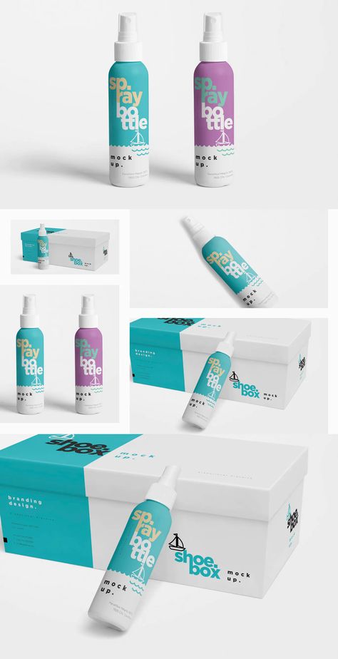 Plastic Spray Bottle Mockups Deodorant Packaging, Mouth Spray, Plastic Spray Bottle, Bottle Design Packaging, Bottle Box, Bottle Packaging, Spray Can, Bottle Mockup, Packaging Mockup