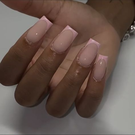 Pink Milky Nails, Light Pink Square Nails, Light Pink French Tips, Baby Pink French Tip Nails, Light Pink French Tip Nails, Baby Pink French Tip, Light Pink French Tip, Gel French Tips, Pink French Tip