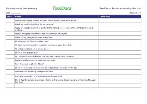 Restaurant opening checklist | Download Free Template Restaurant Opening, Safety Checklist, Long Day, Food Safety, Food Store, A Restaurant, Food Truck, Free Food, A Food