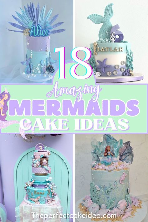 Mermaid Cake Ideas Simple Mermaid Cake Design, Mermaid Cake Ideas Birthdays, Simple Mermaid Cake, Cake Ideas For Beginners, Mermaid Cake Design, Mermaid Birthday Cake Ideas, Mermaid Cake Ideas, Mermaid Theme Cake, Little Mermaid Birthday Cake