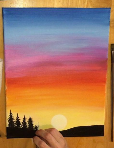 How To Paint A Sunset In Acrylics - Hot Air Balloon Silhouette Paint A Sunset, Balloon Silhouette, Sunset Canvas Painting, Painting Videos Tutorials, Landscaping Software, Cute Canvas Paintings, Oil Pastel Art, Oil Pastel Drawings, Canvas Painting Diy