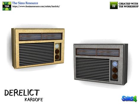 Sims 4 — kardofe_Derelict_Air conditioner by kardofe — Old window air conditioner, rusty and dirty, in two different Sims 4 Air Conditioner, Window Air Conditioner, Kitchen Containers, Room Screen, Tv In Bedroom, Wall Lamps Bedroom, The Sims Resource, Sims Resource, The Sims 4