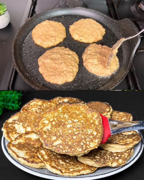 Apple Cinnamon Oatmeal Pancakes - Greenku Recipes Mic Dejun Rapid, Oatmeal Apple, Oatmeal Pancakes Recipe, Banana Oat Pancakes, Apple Cinnamon Oatmeal, Martha Stewart Recipes, Apple Pancakes, Apple Oatmeal, Cinnamon Oatmeal