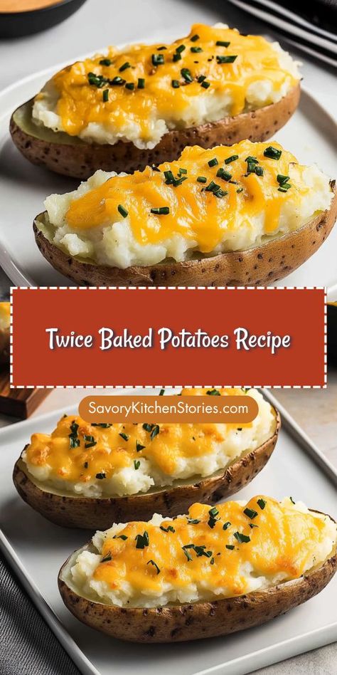 Looking for the perfect side to elevate your steak dinner? These twice baked potatoes are creamy, cheesy, and packed with flavor! You'll impress your guests while satisfying your taste buds. Save this recipe for your next steak night to ensure a deliciously memorable meal! Twice Baked Potatoes Recipe, Steak Night, Twice Baked Potato, Savory Recipe, Baked Potato Recipes, Twice Baked, Twice Baked Potatoes, Gluten Free Cheese, Baked Potatoes