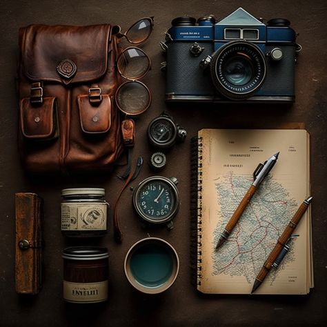 1940s Adventurer Aesthetic, Wayfarer Aesthetic, Vintage Explorer Aesthetic, Male Model Style, Dark Academia Photography, Explorer Aesthetic, Vintage Flatlay, Flat Lay Photography, Model Style