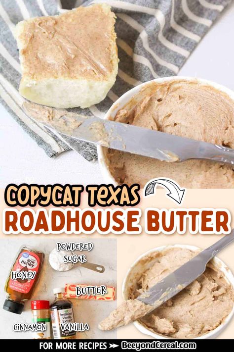 This copycat Texas roadhouse butter recipe is better than the real thing and so much cheaper to make, considering that you don't have to buy an entire meal alongside it. Just grab some soft bread and start snacking away. Yum! Tx Roadhouse Butter, Texas Roadhouse Butter Recipe Copycat, How To Make Texas Roadhouse Butter, Homemade Texas Roadhouse Butter, Texas Roadhouse Cinnamon Butter Recipe, Texas Roadhouse Honey Butter, Texas Roadhouse Rolls Butter, Copycat Texas Roadhouse Butter, Road House Butter