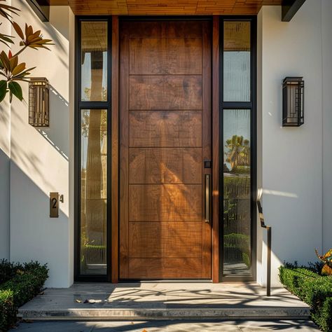 Japandi Door Style, Entree Design, Unique Garage Doors, Performance Aesthetic, Front Door Inspiration, House Front Door Design, Modern Entry Door, Lake Houses Exterior, Single Door Design