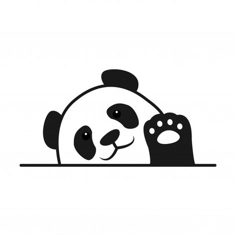 Baby panda waving paw cartoon Premium Ve... | Premium Vector #Freepik #vector #animal Cute Wall Drawings, Panda Doodle Art, Panda Face Drawing, Panda Doodle, Logo Panda, Panda Vector, Sticker Panda, Paw Cartoon, Cute Panda Drawing