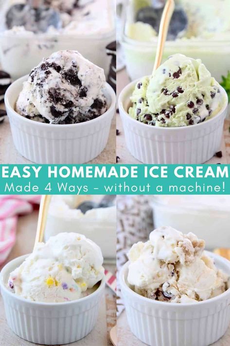 No Turn Ice Cream Recipes, Ice Cream Chocolate Chip, Frozen Deserts, Homemade Ice Cream Recipe, Cookies And Cream Ice Cream, Best Homemade Ice Cream, Ice Cream Recipes Machine, Easy Homemade Ice Cream, Ice Cream Flavor