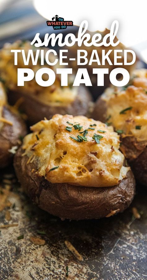 Traeger Smoked Twice Baked Potatoes Volcano Potatoes, Smoked Baked Potatoes, Traeger Cooking, Traeger Grill Recipes, Outdoor Cooking Recipes, Easy Egg Recipes, Pellet Grill Recipes, Traeger Recipes, Smoked Cheese