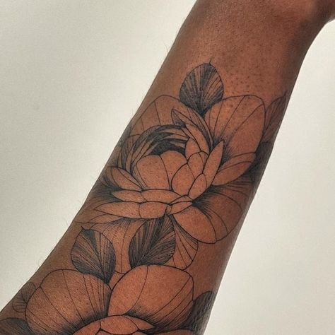 Fine Line Flower Tattoos, Tattoo On Dark Skin, Tattoos On Dark Skin, Peonies Tattoo, Line Flower, Dainty Tattoos, Symbolic Tattoos, Fine Line Tattoos, Skin Art