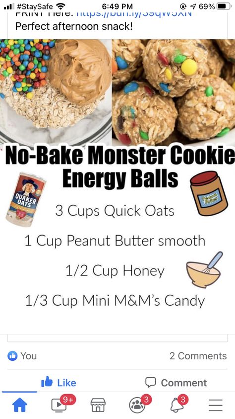 Monster Cookie Energy Balls, Monster Cookie, Healthy Protein Snacks, Lost 100 Pounds, Gym Food, Num Num, Healthy Sweets Recipes, Energy Balls, Balls Recipe