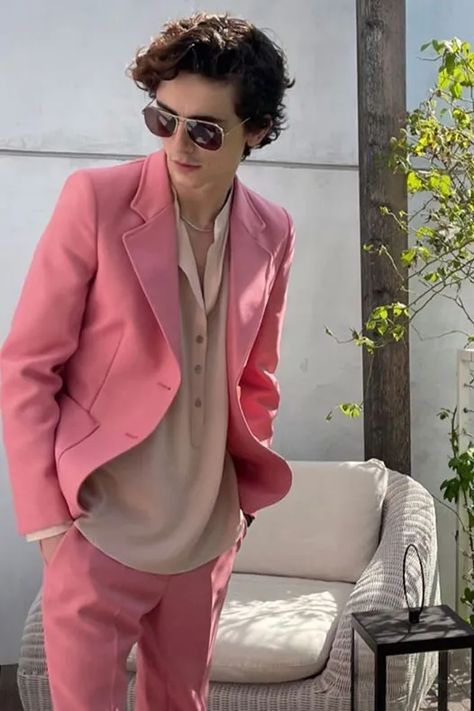 Timothee Chalamet Pink, Tom Ford Boots, White Toms, Tie Dye Jeans, Timmy T, Venice Film Festival, Pink Suit, Pink Men, The Perfect Guy