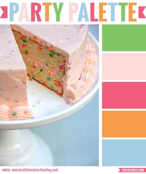 Pink And Green Nursery, Party Palette, Confetti Theme, Celebrating Birthday, Confetti Cake, Pink Confetti, Blue Cakes, Palette Color, Confetti Party