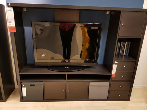 Lappland unit from Ikea                                                                                                                                                                                 More Ikea Lappland Hack, Ikea Lappland Tv Unit, Lappland Ikea, Ikea Lappland, Loft Decorating Ideas, Ikea Storage Solutions, Entertainment Center Wall, Loft Decorating, Container Interior