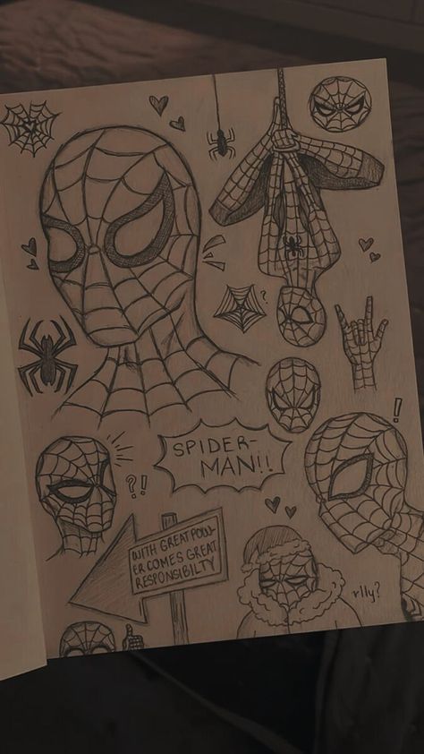 Spiderman Aesthetic Drawing, Spider Man Sketchbook Page, Spider Man Drawing Sketches, Spiderman Drawings, Spiderman Sketch, Spiderman Sketches, Image Spiderman, Spiderman Drawing, Spiderman Theme