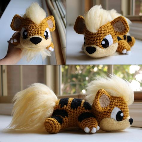 Herro 😗  #baby #Growlithe #cute #derpy #Pokemon #pokemongo #nintendo #amigurumi #crochet #toy #handmade #needlefelting #redheartyarns #madewithmichaels #aphid777 Pokemon Crochet Pattern, Crochet Pokemon, Learn How To Crochet, How To Crochet, Learn To Crochet, Crochet Dolls, Amigurumi Doll, Yarn Crafts, Crochet Animals