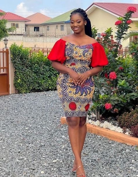 Ankara Short Straight Dresses, Simple Short Ankara Dresses, African Dress For Ladies, Kitenge Dress Designs Unique, Simple African Dresses, Print Dress Designs, Ankara Short, Dress For Ladies, Ankara Short Gown Styles