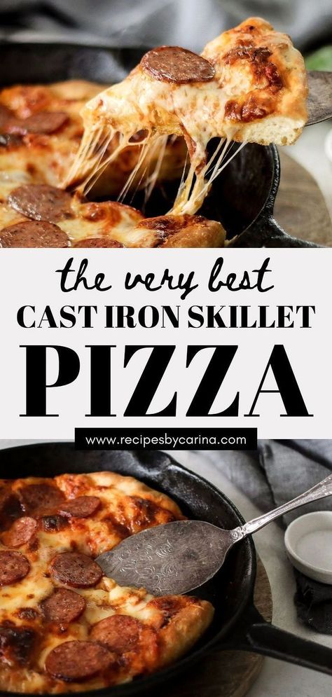 Cast Iron Recipes Dinner, Cast Iron Pizza Recipe, Iron Skillet Pizza, Cast Iron Skillet Recipes Dinner, Cast Iron Skillet Pizza, Cast Iron Skillet Cooking, Cast Iron Pizza, Skillet Pizza, Pizza Salad