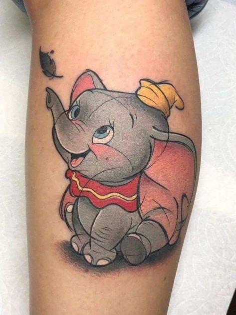 Disney Tattoos For Men, Disney Characters Tattoos, Disney Tattoo Ideas, Dumbo Tattoo, Cute Disney Tattoos, Disney Tattoos Quotes, Disney Inspired Tattoos, Disney Sleeve Tattoos, 10 Tattoo