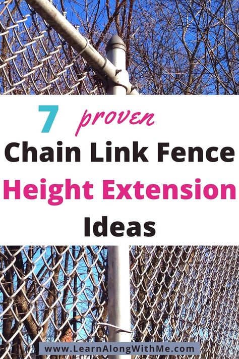 Article about how to make your chain link fence taller.  Here are 7 proven Chain link fence height extension ideas. Chain Link To Privacy Fence, How To Extend Fence Height, Extending Fence Height, How To Make Your Fence Taller, Making A Fence Taller, Make Chain Link Fence Taller, Extend A Fence Height, How To Add Height To A Fence, How To Make A Fence Taller For Privacy