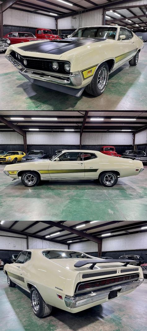 Vintage Muscle Cars, 1970 Ford Torino Gt, Ford Torino, Ford Torino Gt, 1970 Ford Torino, Tan Paint, Built Ford Tough, Old Ford Trucks, Lovely Car